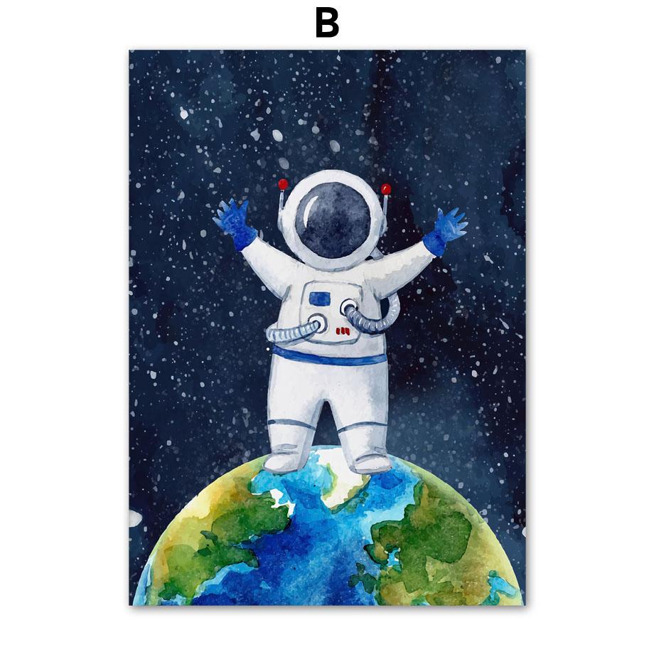Изображение товара: Пространства космонавты и ракеты планеты НЛО Детская Wall Art Холст Картины Nordic Плакаты и принты настенные картины для детской комнаты настенный Декор