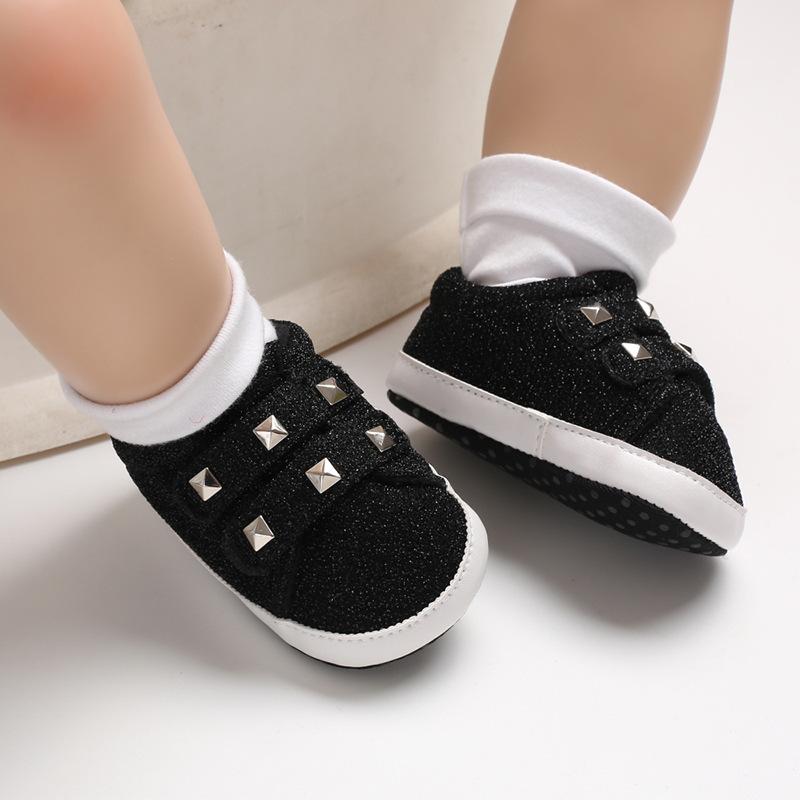 Изображение товара: 0-18M Cute Toddler Kids Boys Girls Canvas Sneakers Baby Shoes Rivet Sequined Soft Sole Crib Shoes