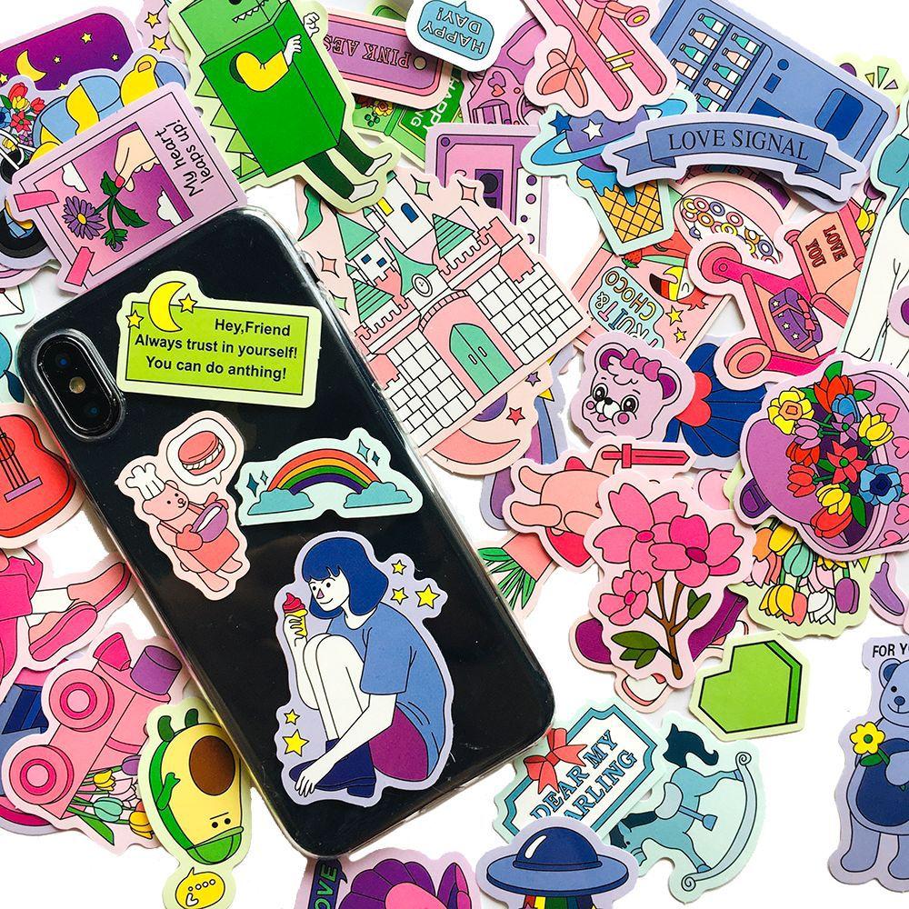 Изображение товара: 60 шт. милые Мультяшные кавайные корейские наклейки для ежедневника, телефона, ноутбука, багажа, аксессуары для скрапбукинга