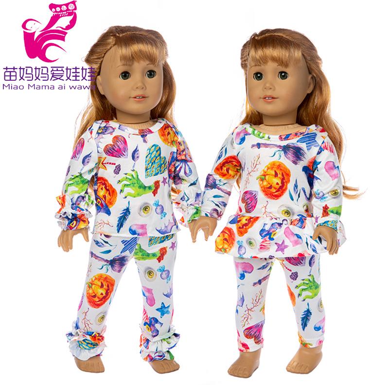 Изображение товара: Одежда для куклы с рисунком тыквы, костюм для 17-дюймовой куклы oufit, 18-дюймовая кукла, одежда для детей, подарок на Хэллоуин