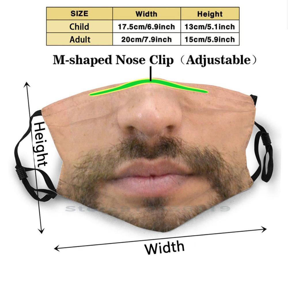 Изображение товара: Бородатый человек маска для лица 2 рот дизайн против пыли фильтр смываемая маска для лица дети Facemask улыбка человек Губы Усы Борода