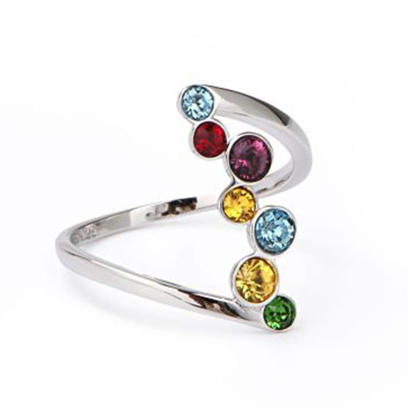Изображение товара: Элегантное романтичное женское кольцо Milangirl, кольцо с крученым дизайном, роскошное благородное серебряное кольцо с цветными искусственными камнями, Женское кольцо