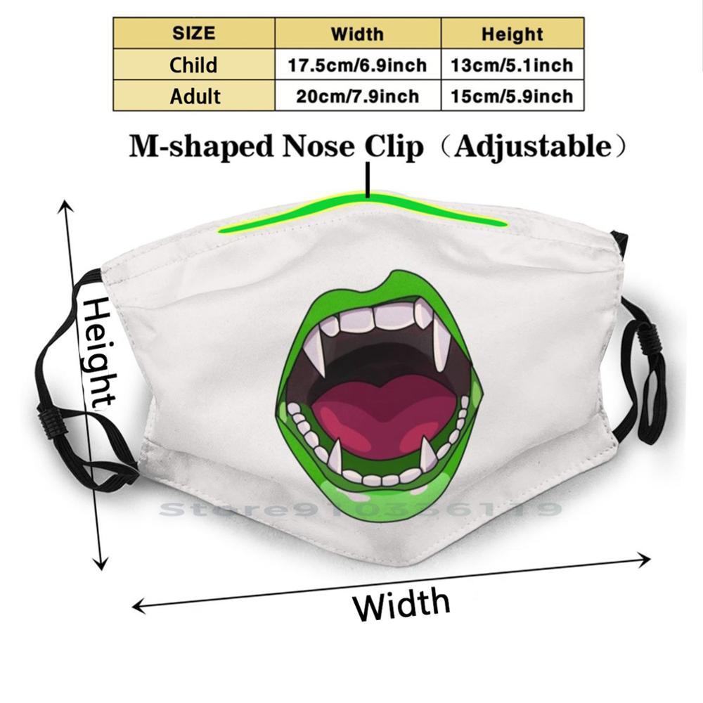 Изображение товара: Зубы вампира-рот вампира, зеленое рот, для взрослых и детей, моющаяся смешная маска для лица с фильтром, Зубы вампира, вампирский зуб