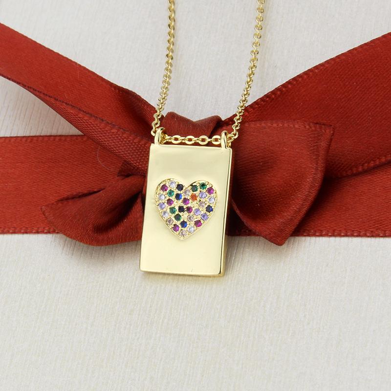 Изображение товара: SUNSLL новые золотые модные бирки ожерелье смешанный кубический циркон крест/сердце кулон для женщин вечерние квадратные ювелирные изделия ожерелье Подарки
