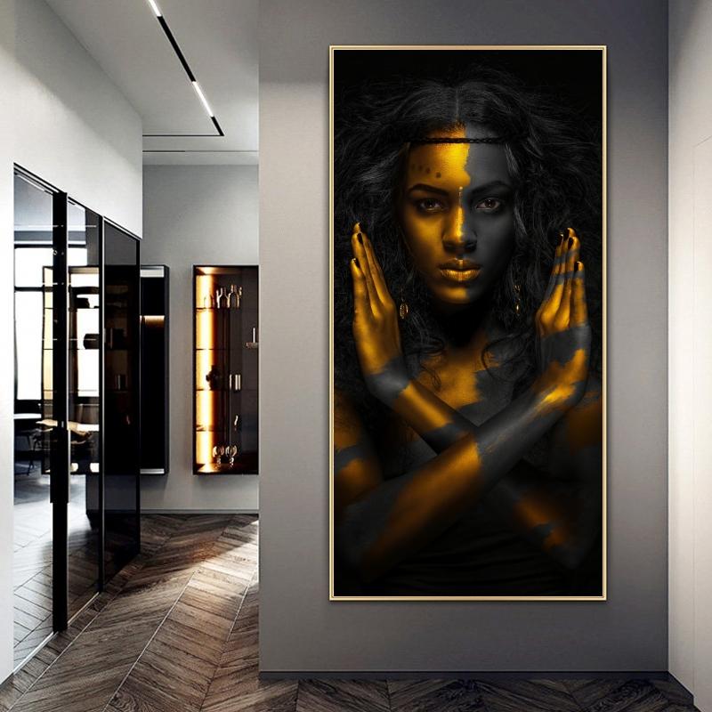 Изображение товара: Плакаты на холсте с изображением Африканской черной женщины, настенные картины, Современные художественные плакаты и принты, настенные картины для дома