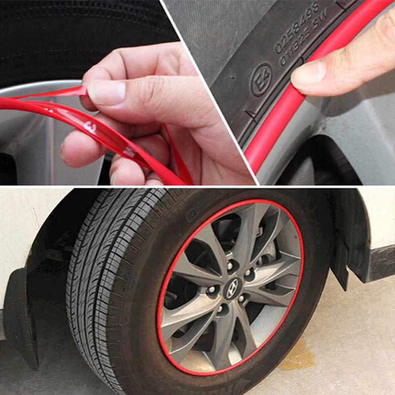 Изображение товара: Защитная ступица для автомобильного колеса 8 м, наклейка автомобильная Декоративная полоса обода автомобиля/защитные покрытия для шин, кольца для автостайлинга