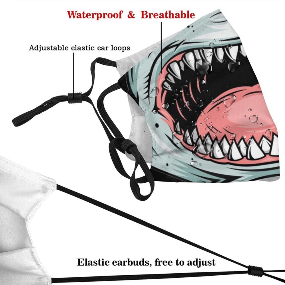 Изображение товара: Angry Shark рот печати многоразовая маска Pm2.5 фильтр маска для лица Дети акулы любовник челюсти молоток опасная акула