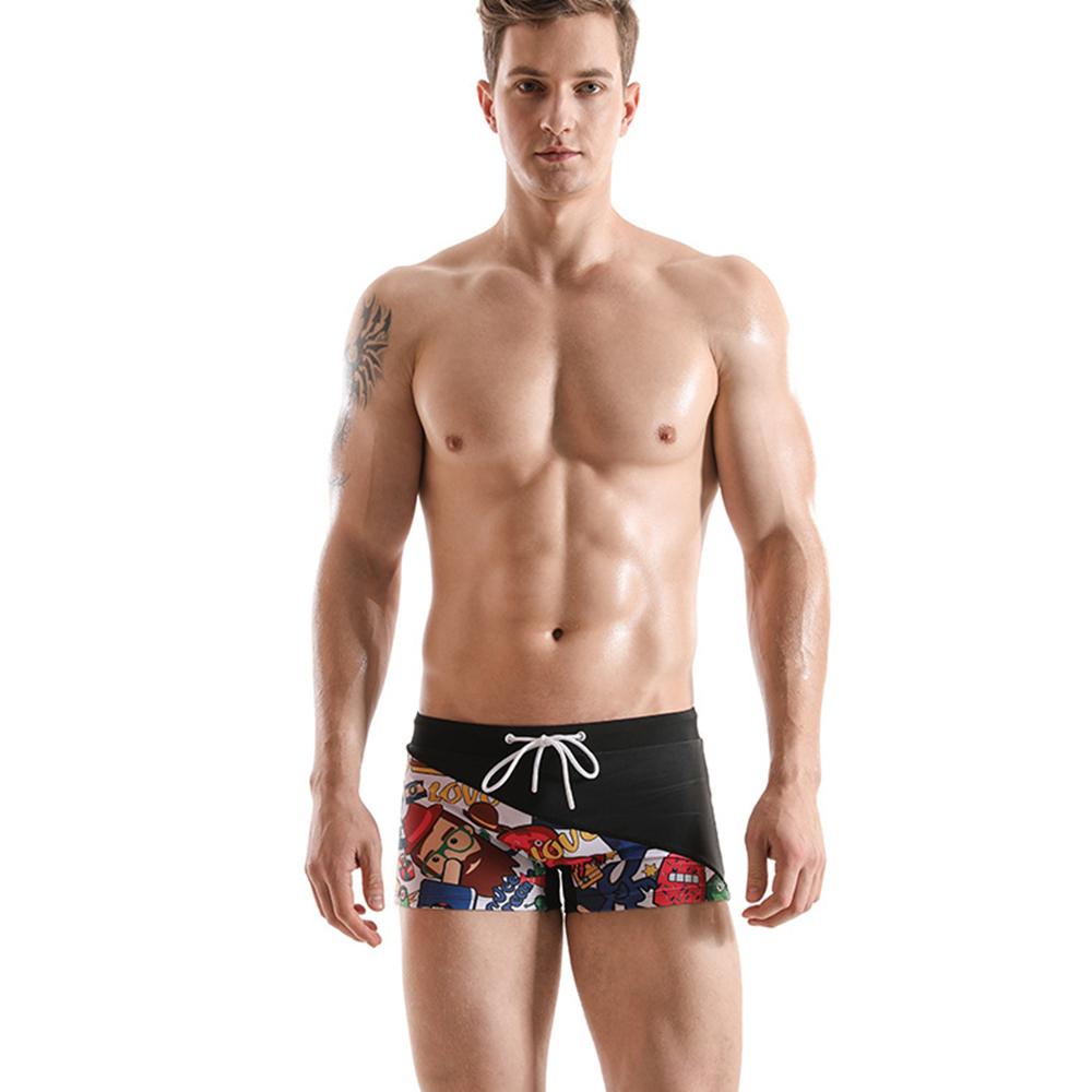 Изображение товара: 2020 летние мужские плавки с мультипликационным принтом, цветные, облегающие, боксеры, шорты для плавания в европейском и американском стиле, пляжные шорты