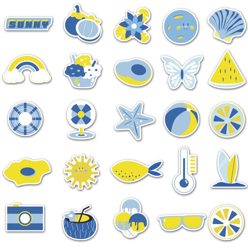 Изображение товара: 50 шт. желтые синие летние наклейки для самостоятельного изготовления чемоданов велосипедов скейтбордов детских игрушек водонепроницаемые наклейки граффити