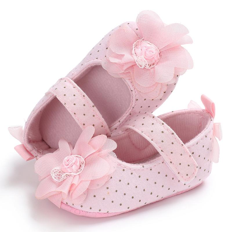 Изображение товара: Обувь для новорожденных девочек, с цветочным бантом и мягкой подошвой
