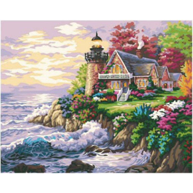 Изображение товара: Картина по номерам с изображением морского побережья города, пейзаж, масляная краска, цветная акриловая краска, ручная краска, Рисование для взрослых, рамка 40x50, холст