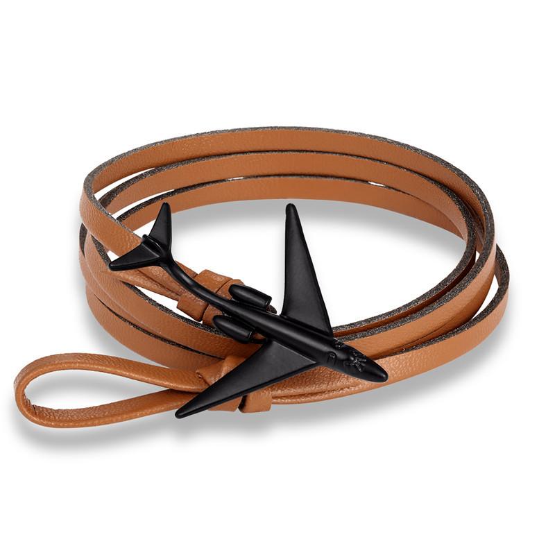 Изображение товара: Индивидуальный браслет в европейском и американском стиле ретро, модный многослойный браслет в форме самолета, многоцветный кожаный браслет, ювелирные изделия.