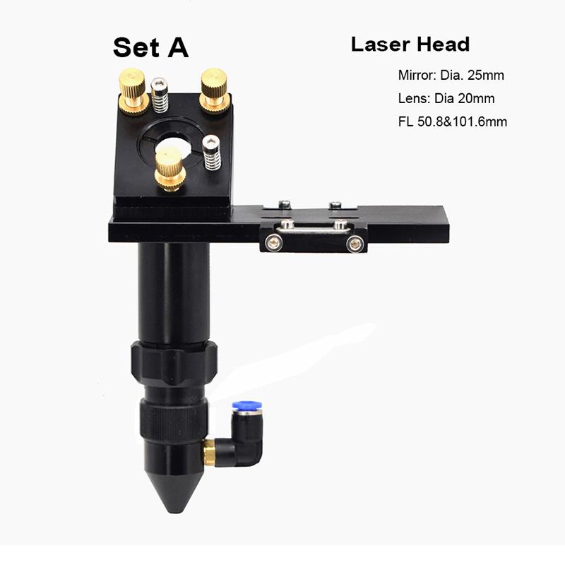 Изображение товара: Набор лазерных головок CO2, зеркало 25 мм, Фокусирующая линза 20 мм, фокусное расстояние 50,8 мм 101,6 мм, держатель для лазерной гравировки, режущий станок