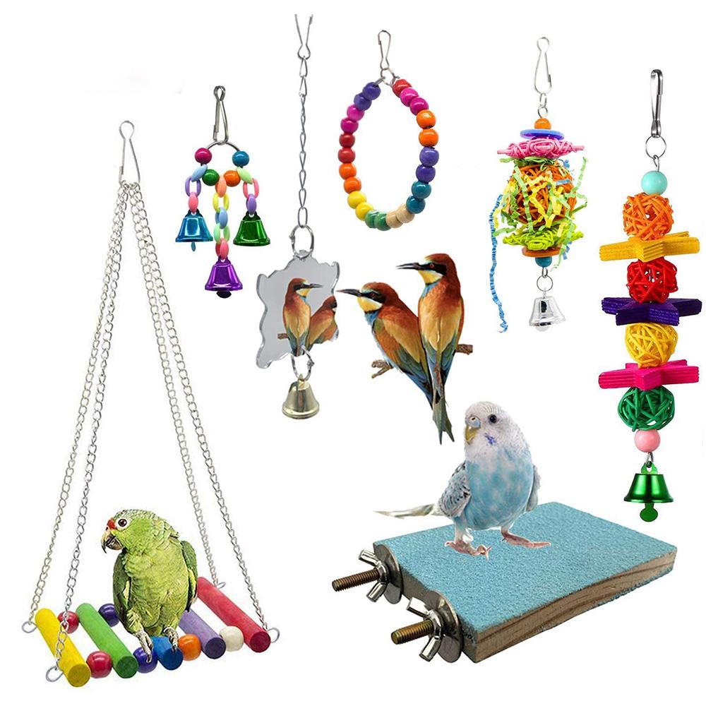 Изображение товара: 7 шт., игрушки-гамаки для жевания попугаев