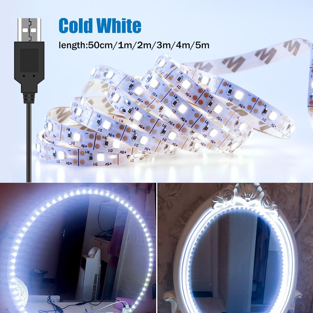 Изображение товара: USB-лампа для туалетного столика, 5 В, светодиодсветильник лампа для туалетного столика, зеркала для макияжа, светодиодный Косметическая лампа 0,5, 1, 2, 3, 4, 5 м, светильник ПА для спальни