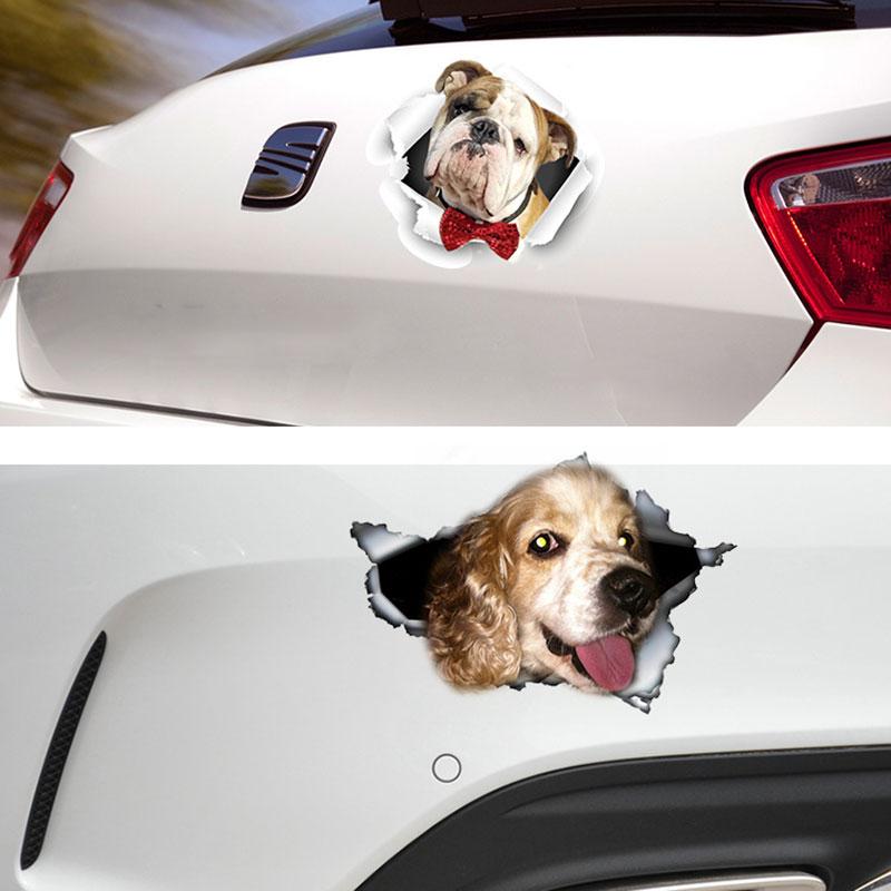 Изображение товара: Веселая 3D наклейка на автомобиль с собаками, наклейка на окно, милая Водонепроницаемая наклейка на ноутбук с щенком, NJ88