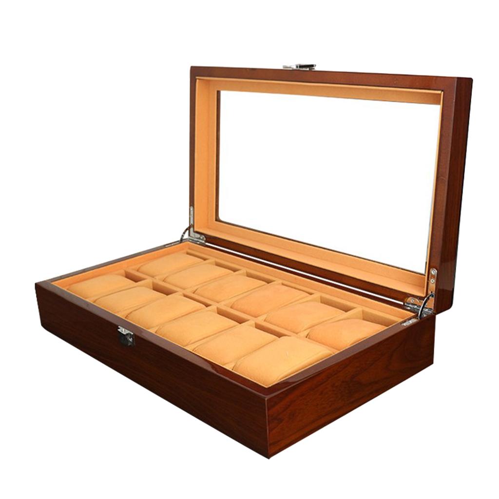 Изображение товара: 12 решеток деревянный дисплей часов, корпус, коробка, стеклянный держатель для хранения ювелирных изделий