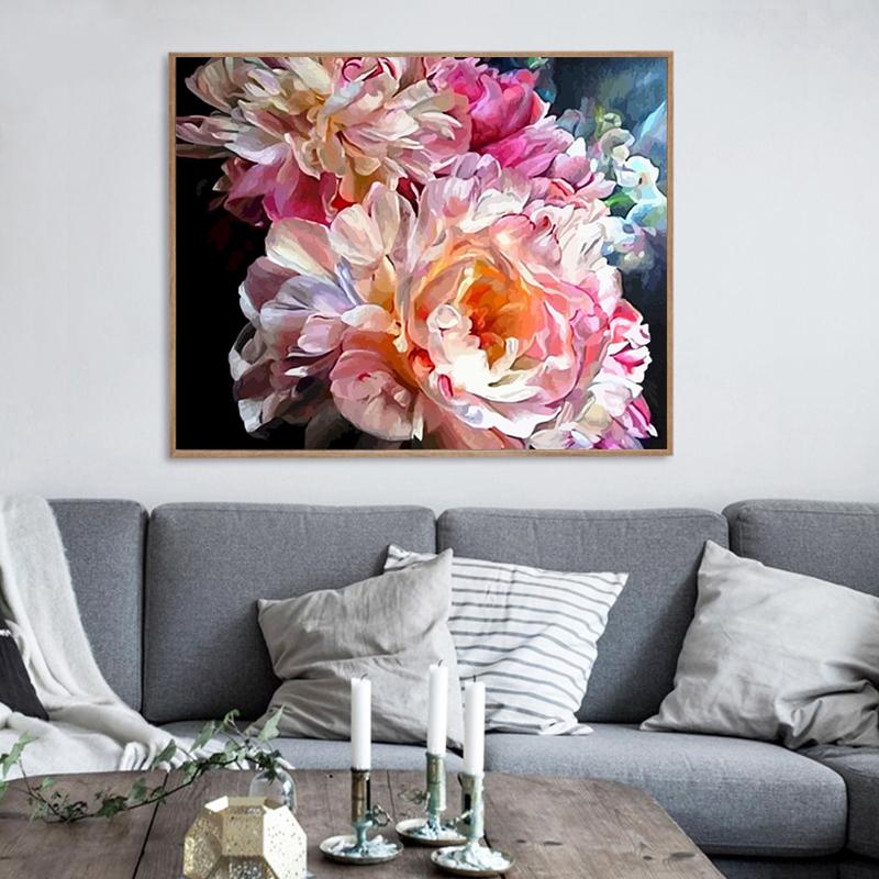 Изображение товара: Картина для рисования по номерам на холсте, розовые цветы, 60x75 см, рисование домашнего декора