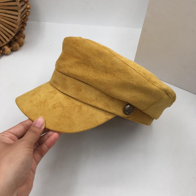 Изображение товара: Популярная желтая Кепка, замшевая, темно-синяя кепка, уличные, английские хипстерские кепки в Европе и Америке