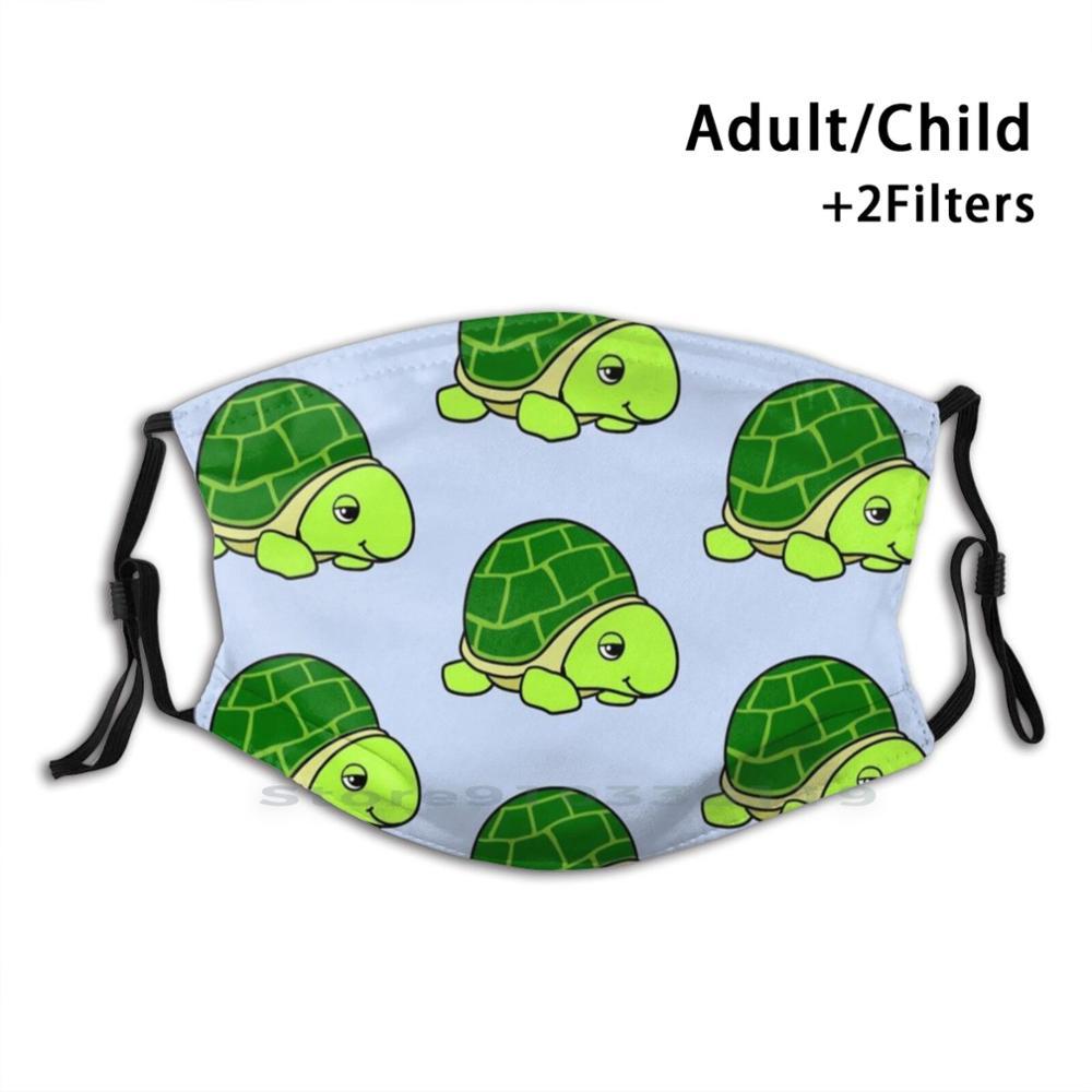 Изображение товара: Многоразовая маска для рта Pm2.5 с принтом черепашек своими руками, детская маска для рта, морская черепаха, пляж, зеленое море, милые животные, Черепашки