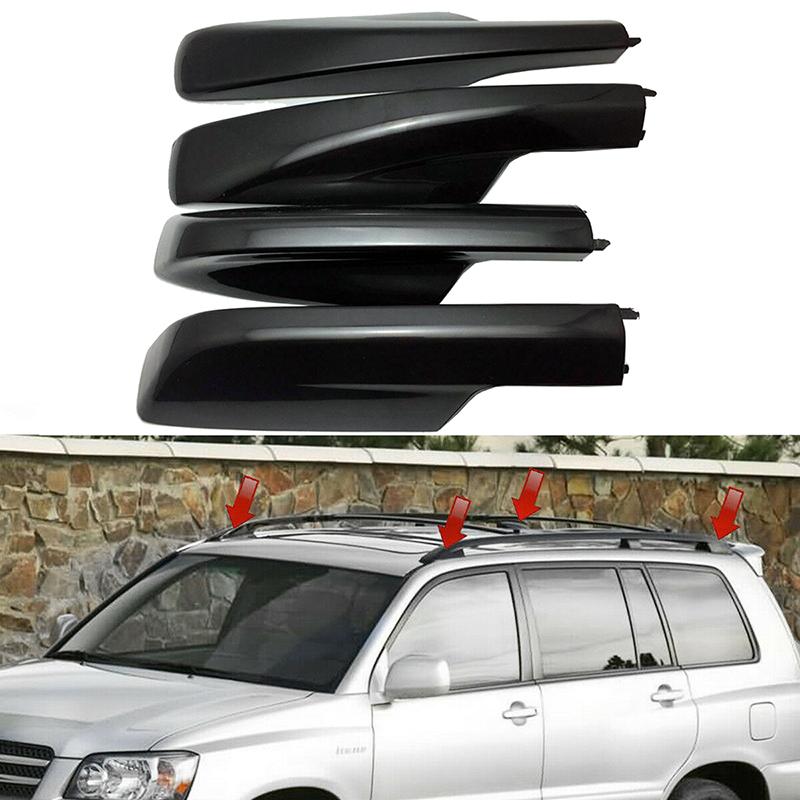 Изображение товара: 4 шт., черная крышка багажника на крышу, замена корпуса рельса для Toyota Highlander XU20 2001 2002 2003 2004 2005 2006 2007, аксессуары