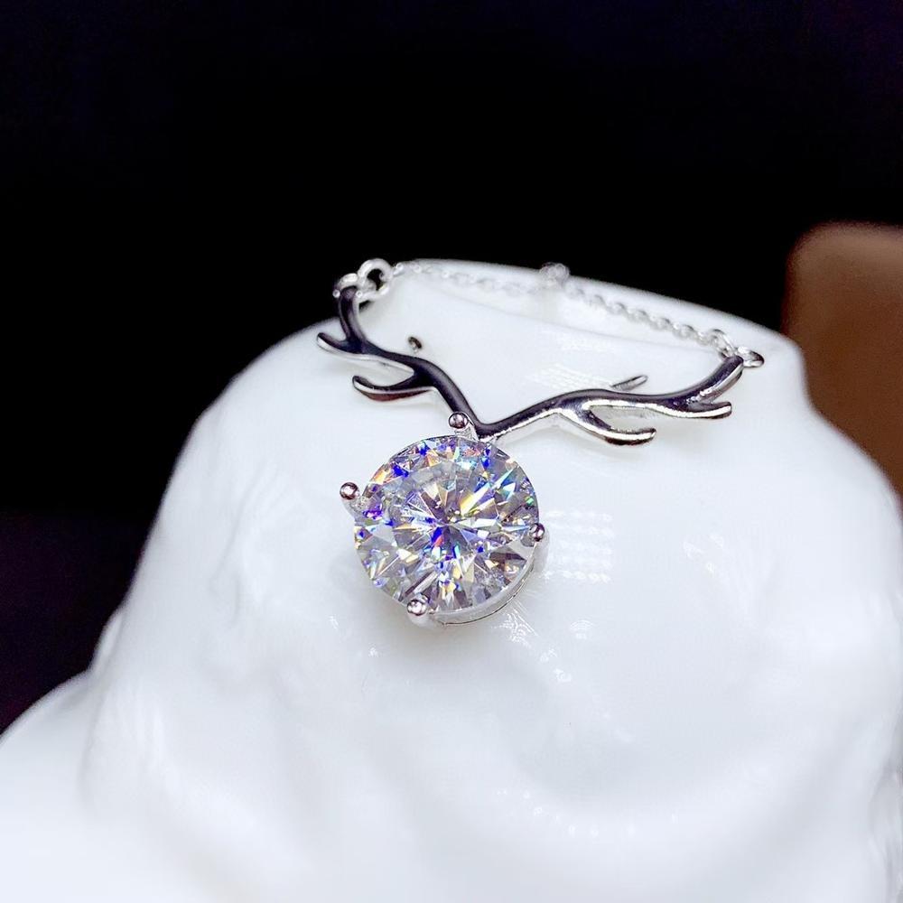 Изображение товара: 2020 новейший олень стиль заливки moissanite ожерелье для женские серебряные ожерелья Настоящее серебро 925 GRA сертификат подарок на день рождения