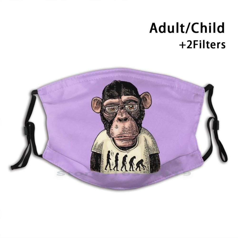 Изображение товара: Многоразовая маска для рта Pm2.5 с принтом обезьяны, детская маска с фильтром «сделай сам», забавные животные, арктические обезьяны, крутые животные, хипстерские, Лев, мемы, аниме