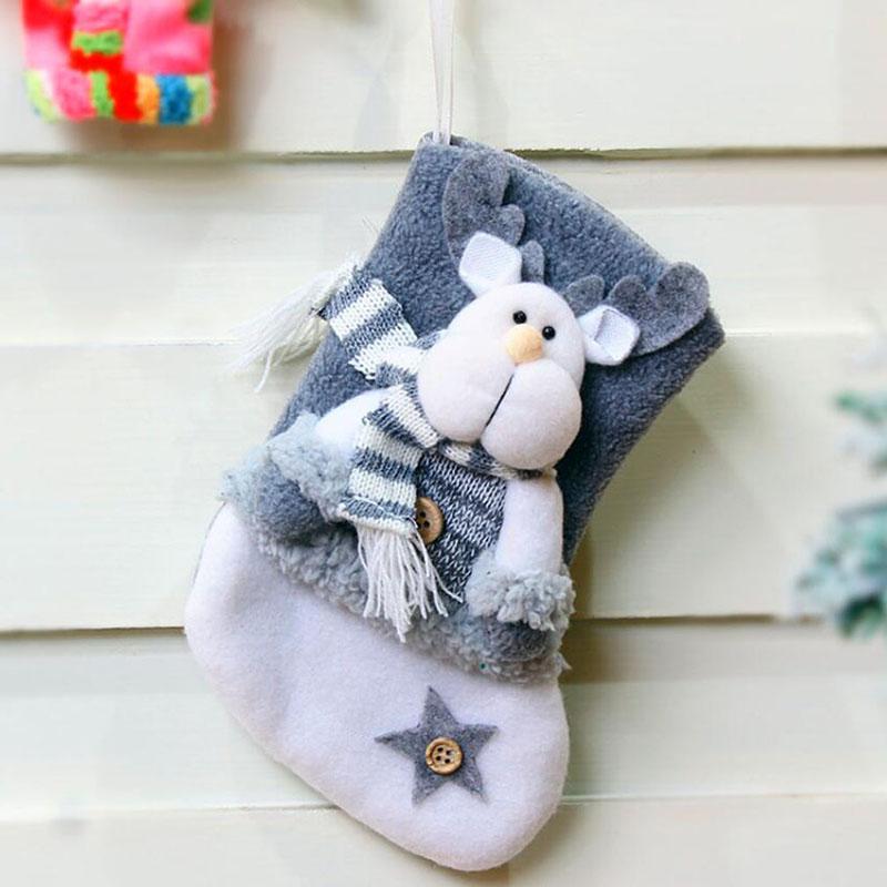 Изображение товара: Рождественская елка висячий чулок мешок подарка украшения милые Креативные носки Санта Клаус носки в подарок на Рождество, расходные материалы