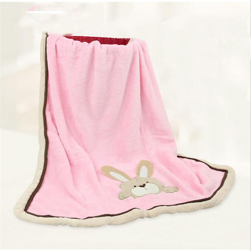 Изображение товара: Супер мягкое детское одеяло из кораллового флиса, детское постельное белье с рисунком обезьяны/кролика/медведя, одеяло для новорожденных, подарок для мальчиков и девочек, 100*80 см