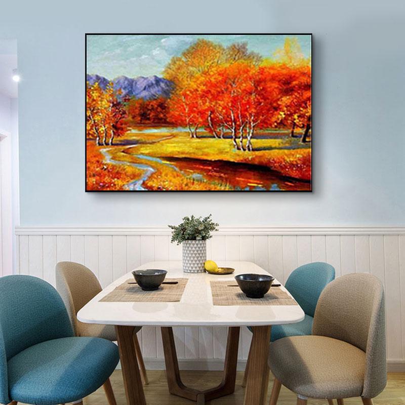 Изображение товара: DIY 5D Diamond Painting Autumn Fall Cross Stitch Kit Mosaic Embroidery Landscape Tree Full Round Rhinestone Crafts Home Decor