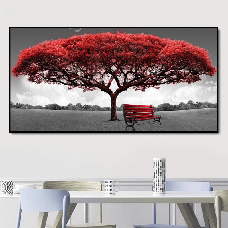 Изображение товара: Плакаты на холсте, настенные картины без рамы, с изображением Красного денежного дерева, для офиса, гостиной, домашнего декора