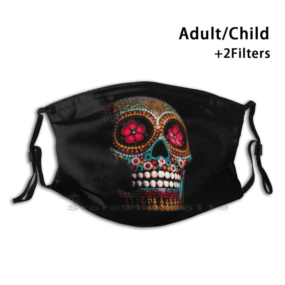 Изображение товара: В виде красочного черепа дизайн анти-Пылевой фильтр смываемая маска для лица для детей 