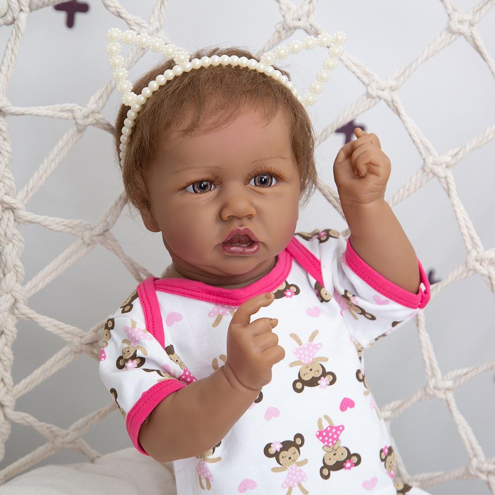 Изображение товара: Кукла реборн KEIUMI, Реалистичная силиконовая кукла-младенец, 57 см, с черной кожей, подходит для купания, детский подарок