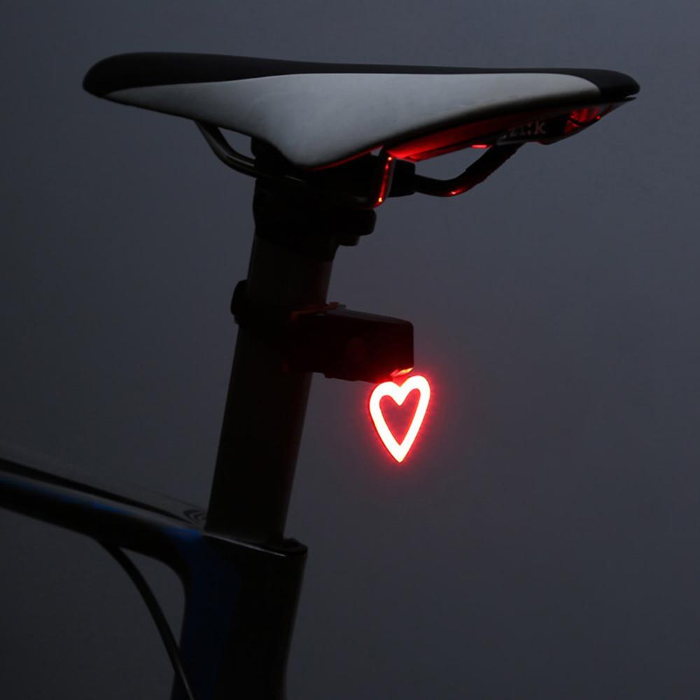 Изображение товара: Велосипедный задний фонарь, треугольный задний фонарь в форме сердец и костей, водонепроницаемый, зарядка через USB, аксессуары для горных велосипедов