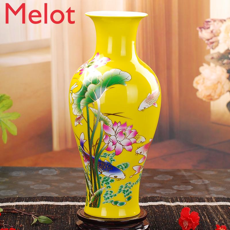 Изображение товара: Цзиндэчжэнь Керамика ваза современный китайский Стиль лотоса ваза в виде рыбы свадебные подарки домашнего ремесленных Золотой Рисунок