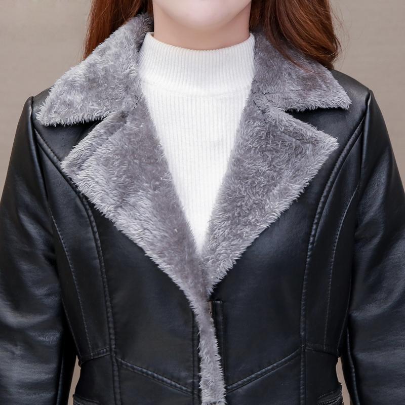 Изображение товара: Женское пальто из искусственной кожи, длинное теплое пальто из искусственной кожи, верхняя одежда из искусственной кожи на осень и зиму, 2020, размера плюс
