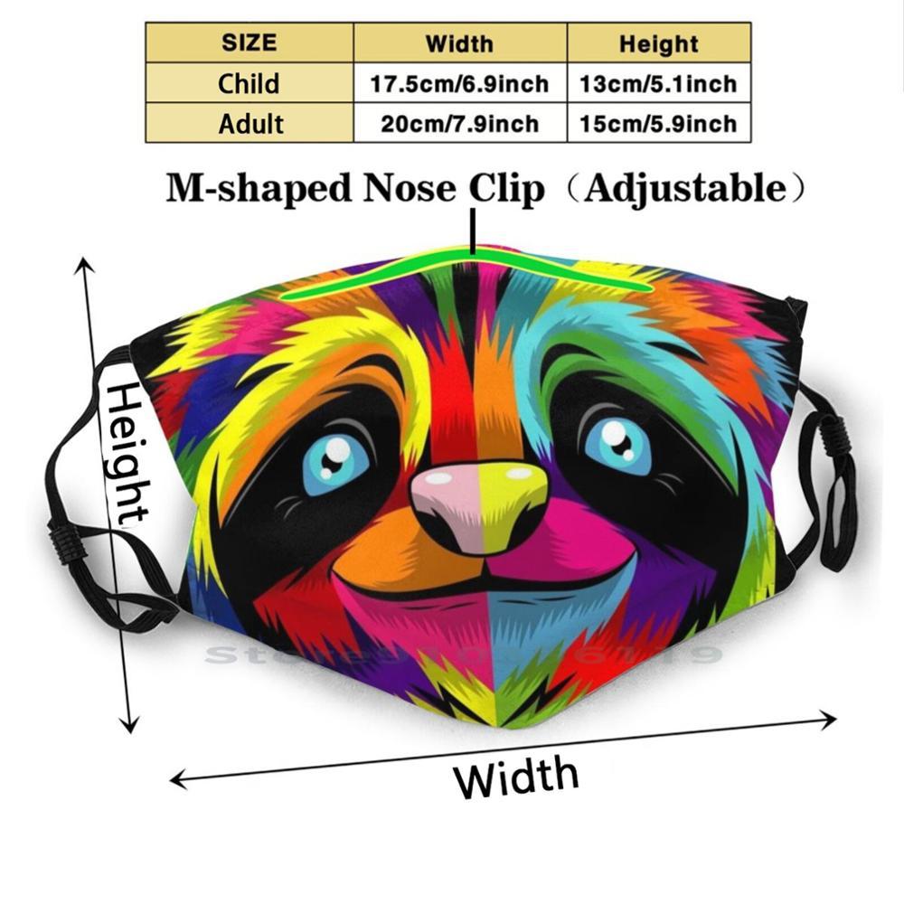 Изображение товара: Bdaz Ленивец рисунок в стиле поп-арт многоразовая маска Pm2.5 фильтр маска для лица дети Ленивец поп-арт Красочные животные мужчины Wo мужчины s Дети милые уникальные