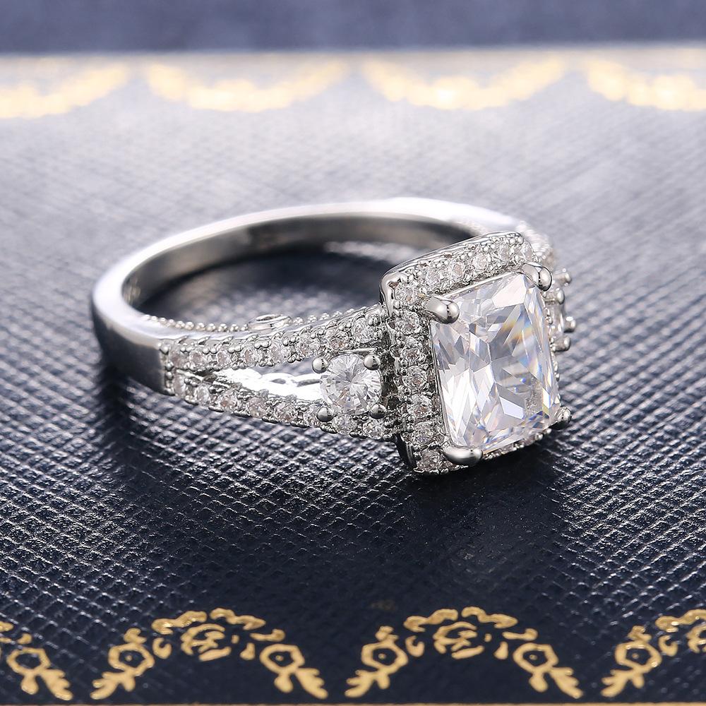 Изображение товара: Женское кольцо с квадратным цирконием класса ААА, роскошное украшение с инкрустацией из фианита, элегантное Ювелирное Украшение для годовщины, D5C327