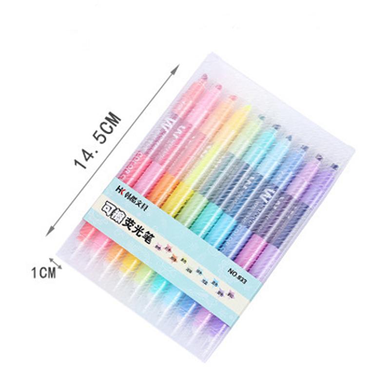 Изображение товара: 10 шт./компл. двухсторонние флуоресцентные школьные маркеры для письма, милые цветные маркеры