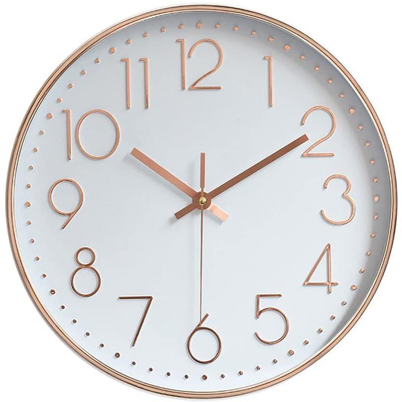 Изображение товара: AT69 -12 дюймовые кварцевые настенные часы, бесшумные, не тикают, настенные часы для помещений, современные декоративные розовые золотые