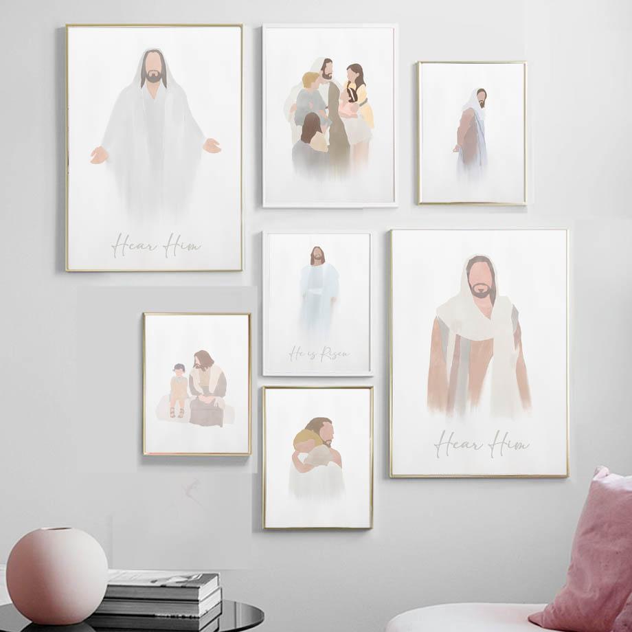 Изображение товара: Настенная Картина на холсте с изображением священного Иисуса, библейские рассказы, скандинавские плакаты и принты, настенные картины для гостиной, Настенный декор