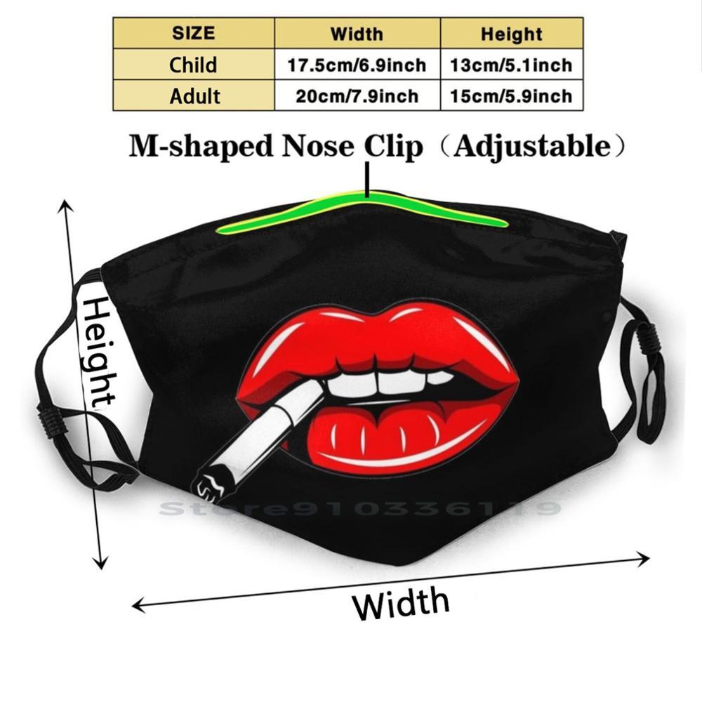 Изображение товара: Многоразовая маска для лица с дымчатыми красными губами, с фильтрами, детская, Дымчатая, улыбающаяся женская, клубнично-красная губа, кусать зубы, большой