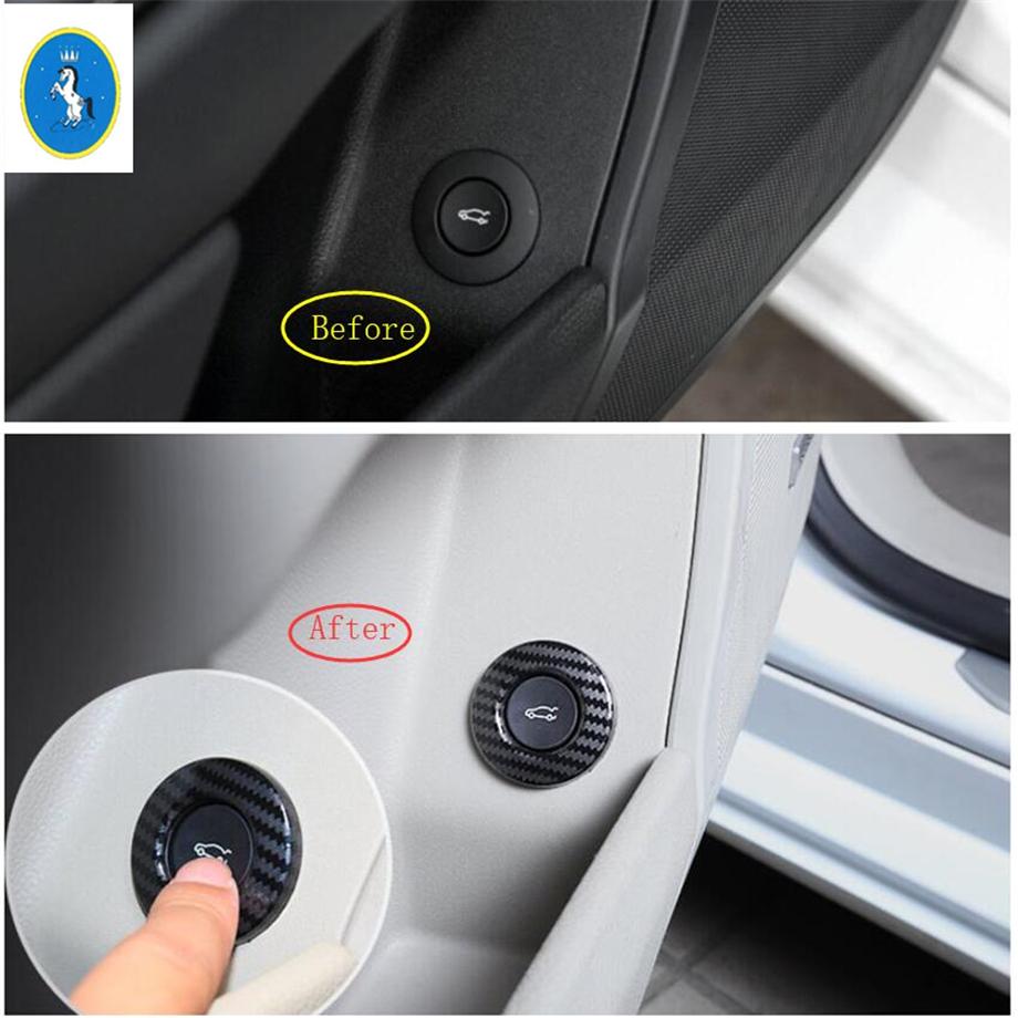 Изображение товара: Yimaautotrims авто аксессуары задний багажник дверь багажника кнопка переключатель Крышка отделка Подходит для Cadillac XTS 2015 - 2019 углеродное волокно ABS
