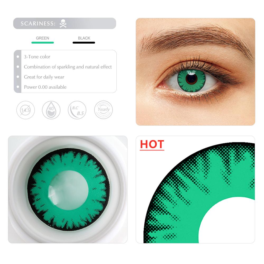 Изображение товара: Контактные линзы для косплея, цветные контактные линзы для Хэллоуина, контакты для глаз, зеленые контакты вампира, 2 шт., зеленые линзы для глаз, зеленые линзы для глаз
