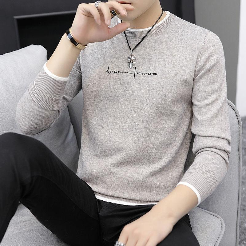 Изображение товара: Осенне-зимний мужской плотный свитер, хлопковая трикотажная одежда в Корейском стиле, модный теплый свитер, красивая Мужская нижняя рубашка