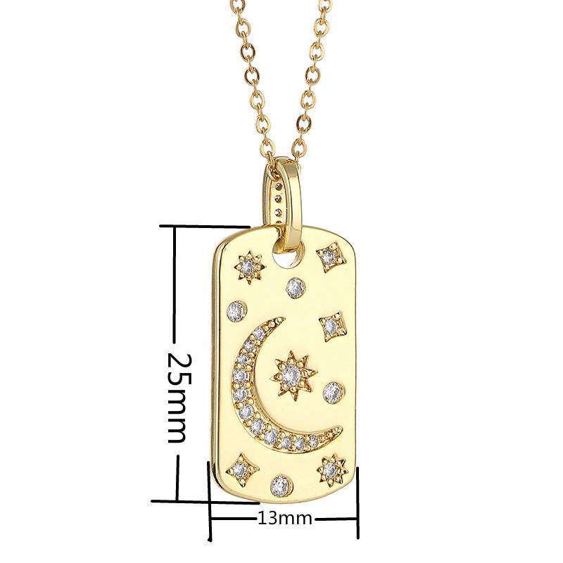 Изображение товара: Винтажная цепочка из нержавеющей стали, подвеска Звезда Луна, ожерелье для женщин, изящное женское ожерелье с золотым кубическим цирконием, 2020
