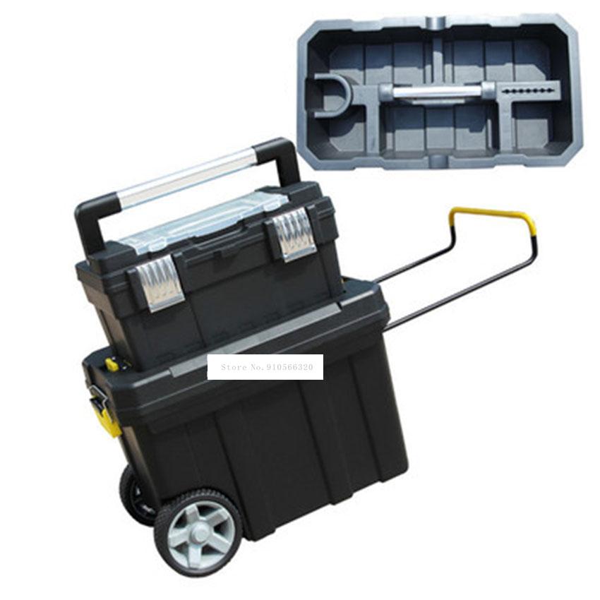Изображение товара: Многофункциональный ящик для инструментов на колесиках, бытовой пластиковый ящик для инструментов из ПП, передвижной большой пластиковый ящик для инструментов, утолщенный с колесами