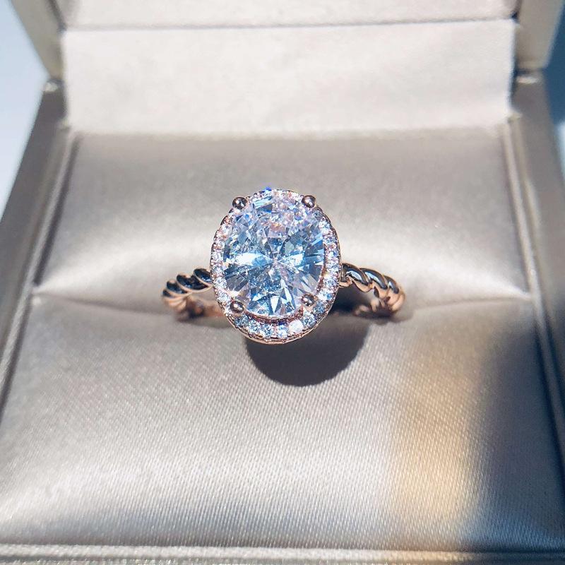 Изображение товара: Эллиптическое Высокое качество AAA циркон королева модные ювелирные изделия Принцесса брак подарок розовое золото обручальное кольцо элегантный характер