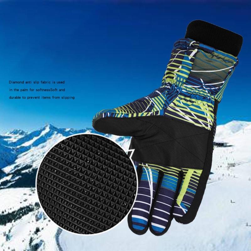 Изображение товара: Детские зимние теплые лыжные перчатки, Детские горные сноуборды, ветрозащитные, водонепроницаемые, для спорта на открытом воздухе, полный палец, варежки