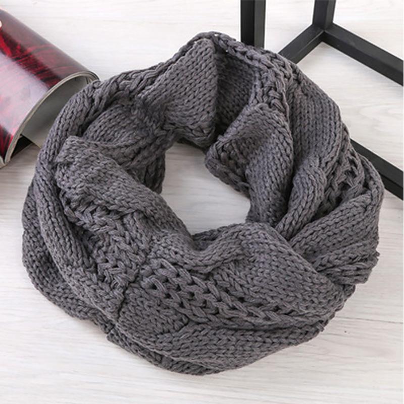 Изображение товара: Женский зимний шарф, мягкий теплый вязаный шарф в Корейском стиле, Круглый шерстяной шарф, длинный кашемировый шарф, утепленная шаль